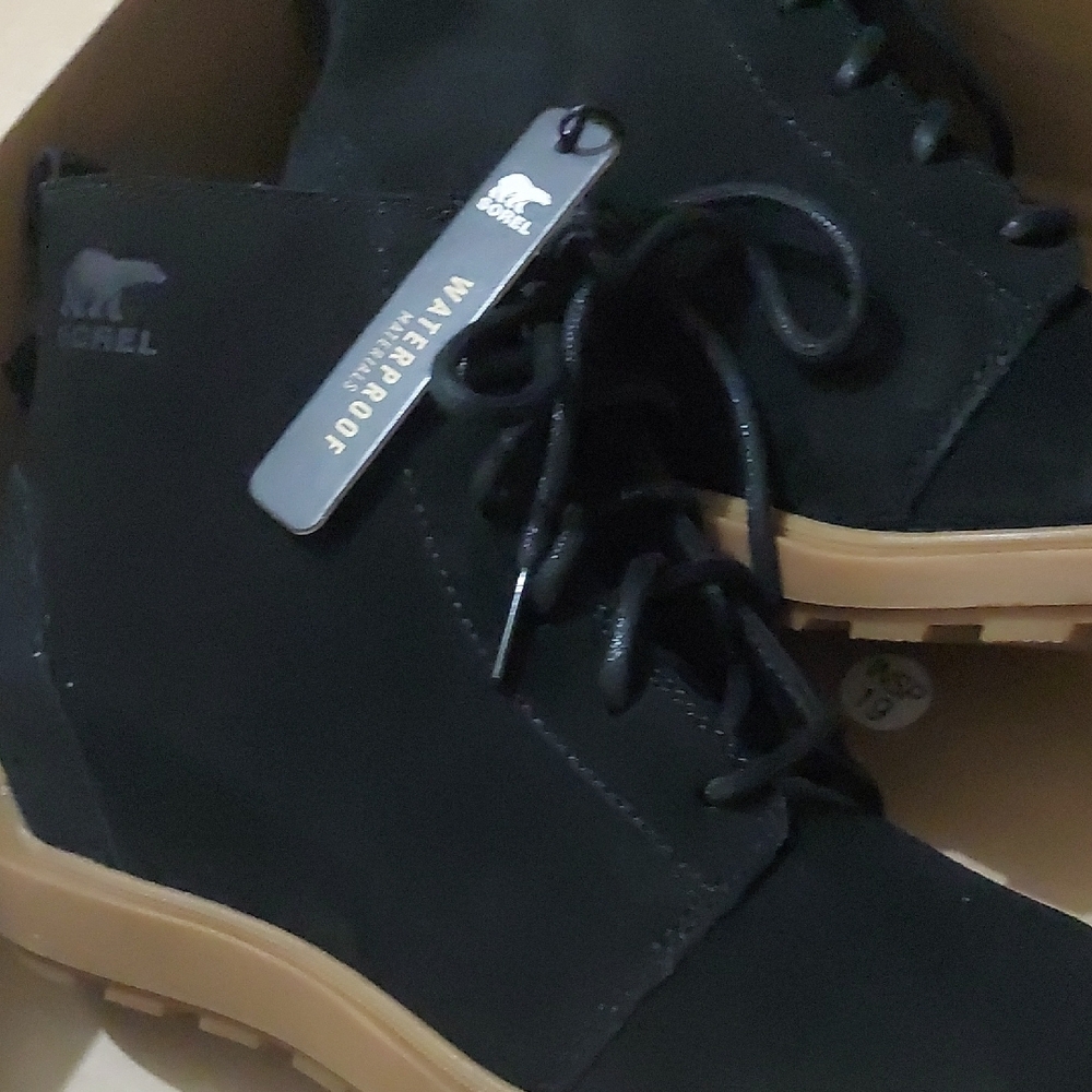 SOREL Evie II Lace Women's Boots Black/Gum 2 : 7.5 B - Medium, Leather - Picture 4 of 5